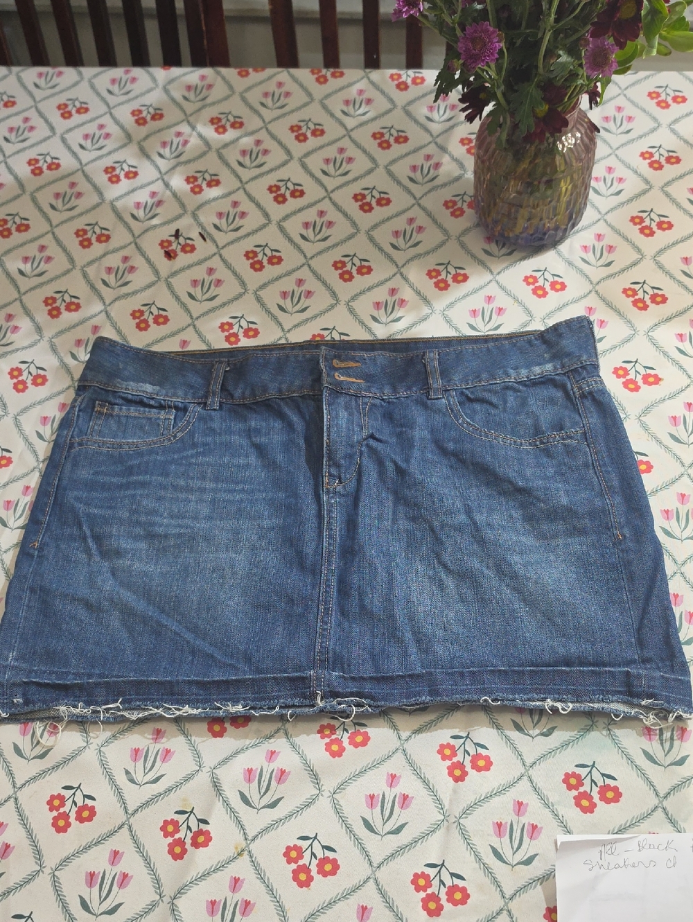 Old Navy Blue Denim Mini Skirt with Raw Hem
